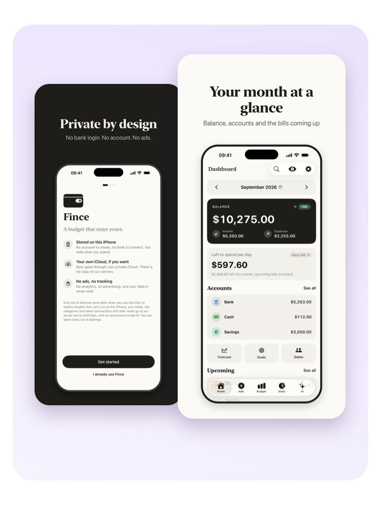 Fince, the private AI budget tracker for iPhone