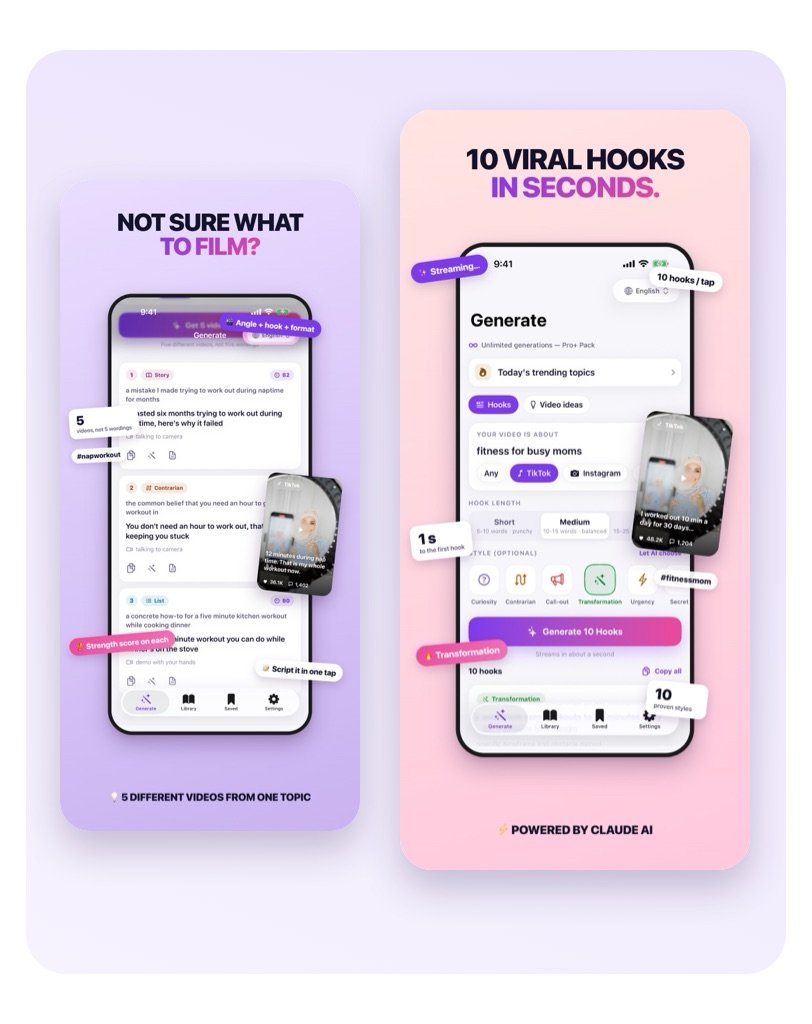 HookLab AI, video ideas and hooks for short videos