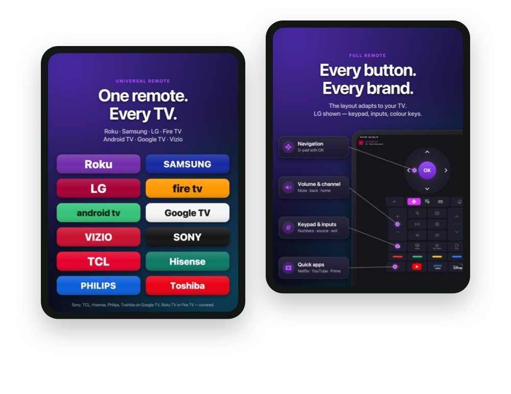 SmartCtrl universal TV remote on iPad