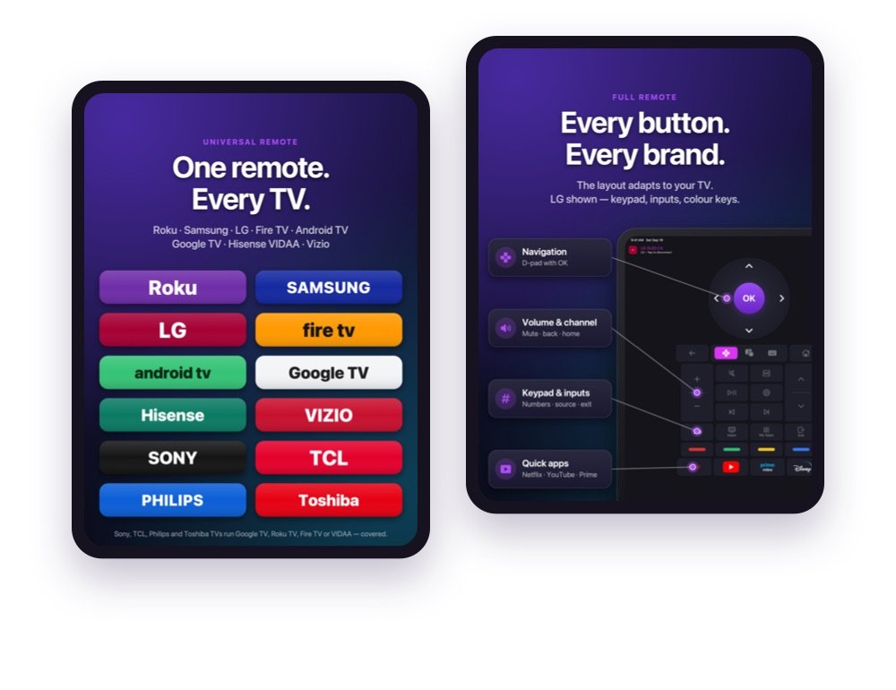 SmartCtrl universal TV remote on iPad